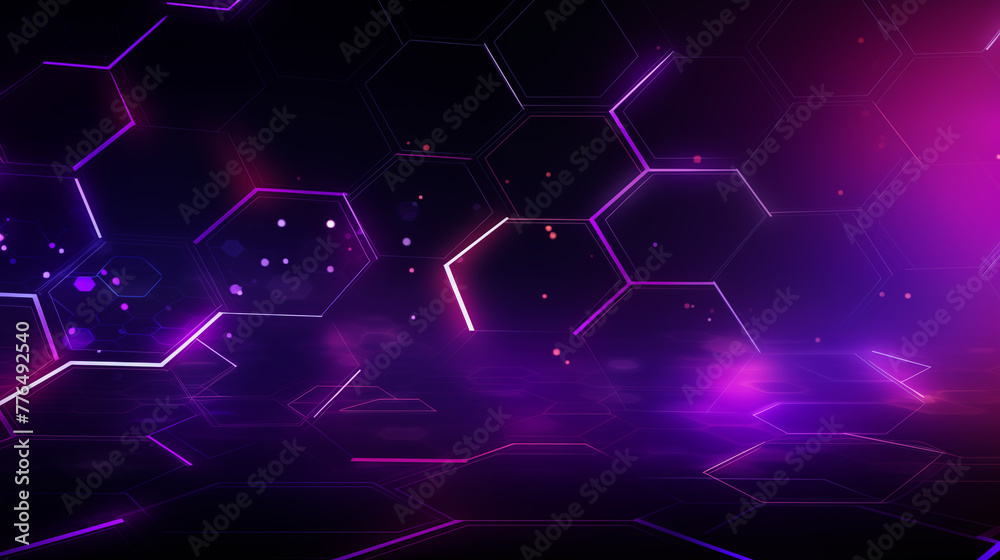 Neon Hexagonal Digital Pattern on Dark Background Neon Hexagonal Digital Pattern on Dark Background