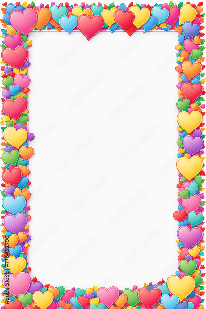 Colorful Love Frame made with hearts