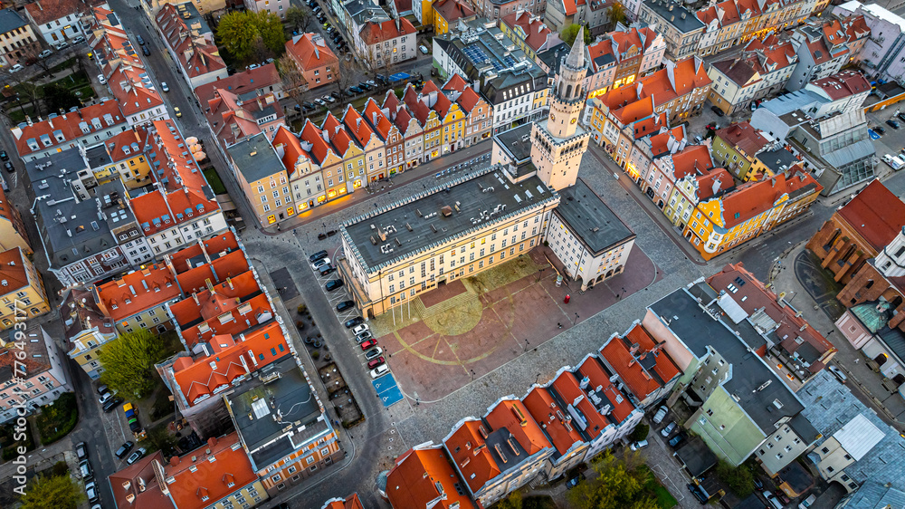 Aerial view of Opole, a city located in southern Poland on the Oder River and the historical capital of Upper Silesia