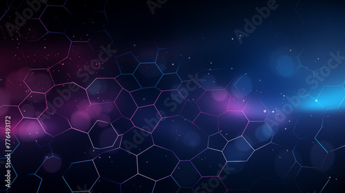 Sleek Hexagonal Technology Concept Background with Blue Neon Lights