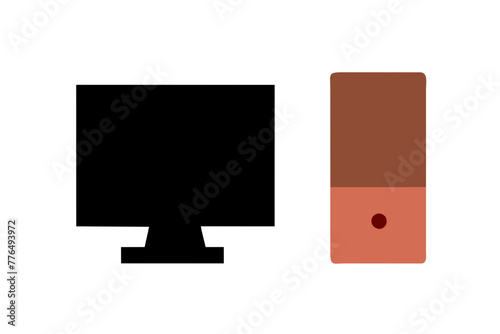 desktop computer silhouette vector illustration
