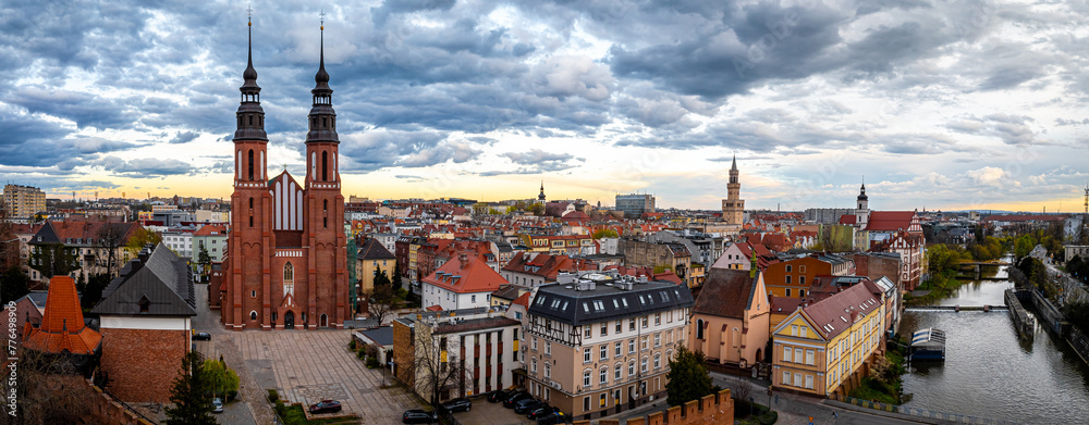 Aerial view of Opole, a city located in southern Poland on the Oder River and the historical capital of Upper Silesia