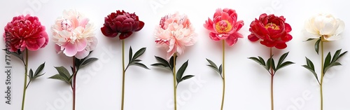 Beautiful Peony Bouquet on White Background  Exquisite Set of Flowers