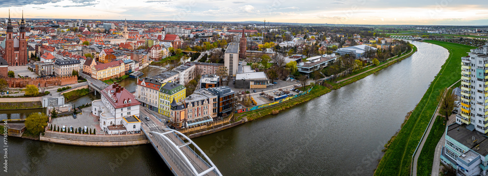 Aerial view of Opole, a city located in southern Poland on the Oder River and the historical capital of Upper Silesia