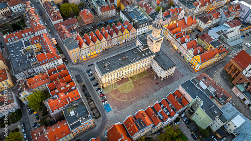 Obraz na płótnie Aerial view of Opole, a city located in southern Poland on the Oder River and the historical capital of Upper Silesia w salonie
