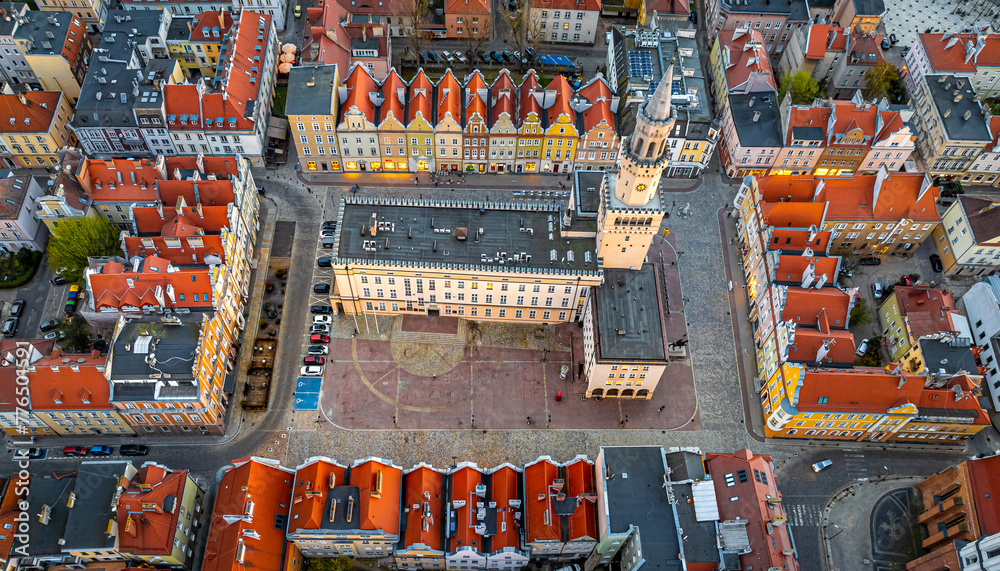 Aerial view of Opole, a city located in southern Poland on the Oder River and the historical capital of Upper Silesia