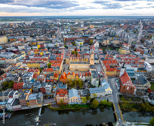 Aerial view of Opole  a city located in southern Poland on the Oder River and the historical capital of Upper Silesia