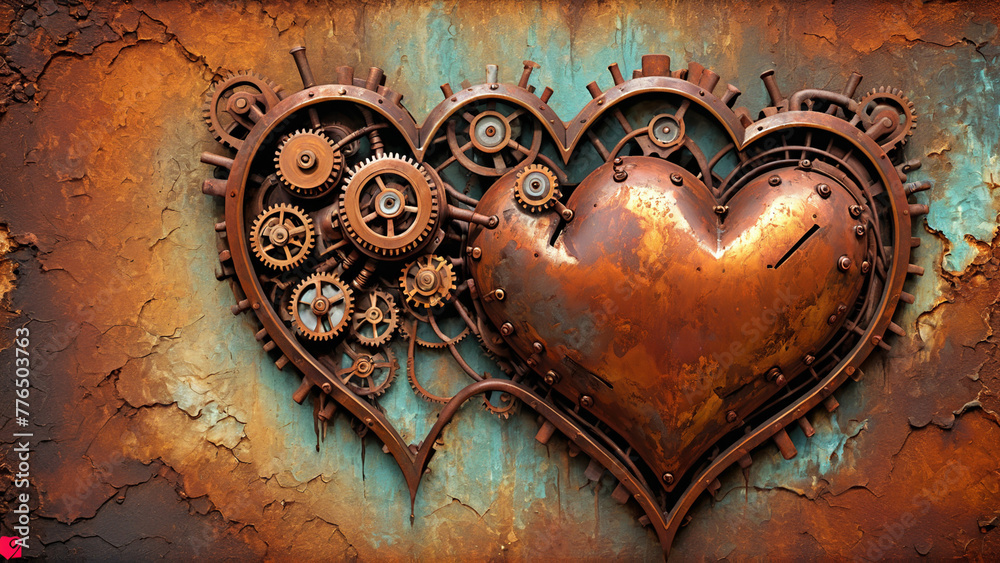 Fototapeta premium Rusted Steampunk Heart Illustration