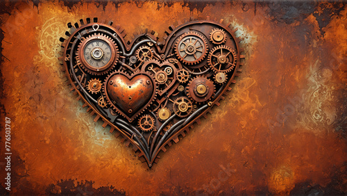 Rusted Steampunk Heart Illustration photo