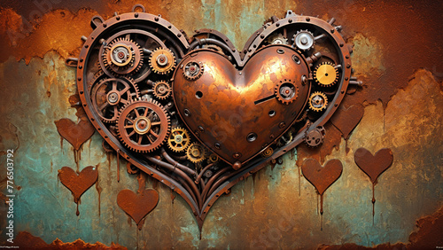 Rusted Steampunk Heart Illustration photo