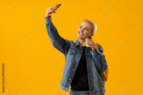 Female student with cup of ...