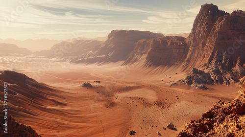 The stark beauty of the Martian landscape  with its towering volcanoes and deep canyons