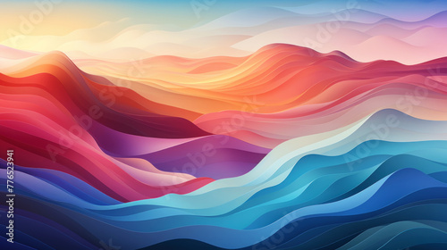 Abstract mountains consisting of slabs, gradient color. Colorful wave lines wallpaper background. Generative AI