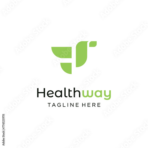 letter H F and bird health logo concept