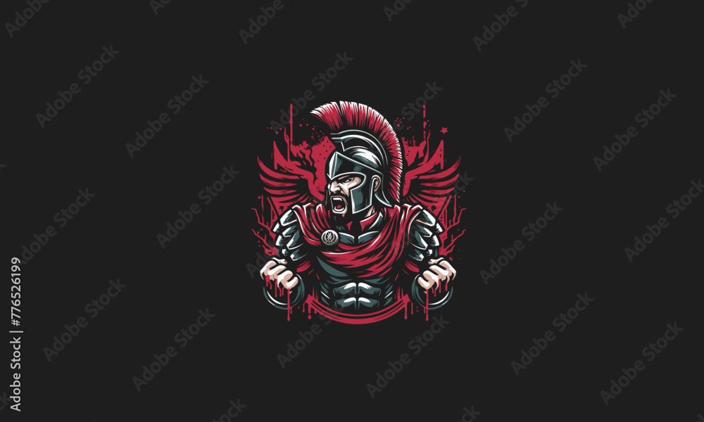 spartan angry with splash background vector artwork design