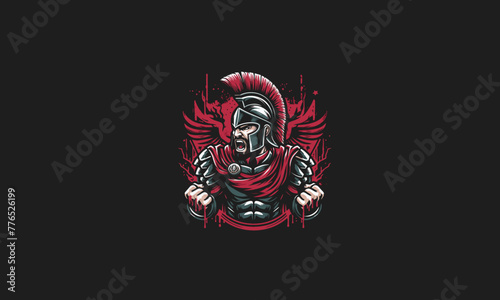 spartan angry with splash background vector artwork design