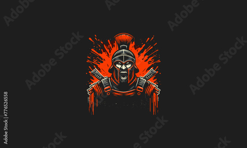 spartan angry with splash background vector artwork design