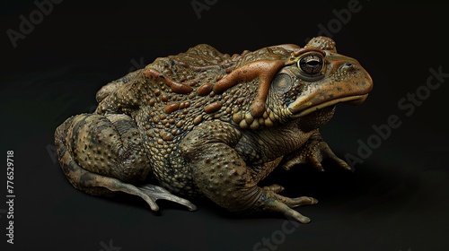Portrait of a large amphibian in a natural habitat. Cane toad, Rhinella marina. Animals in tropical forest photo