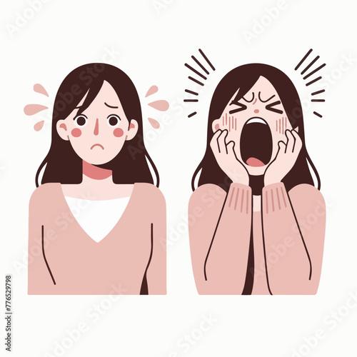 Graphic vector of women being frightened