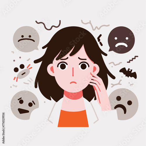 Graphic vector of women being frightened