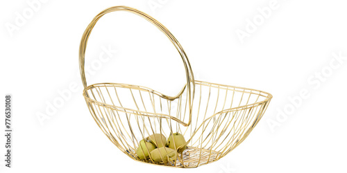 Gold wire fruit basket Transparent Background Images 