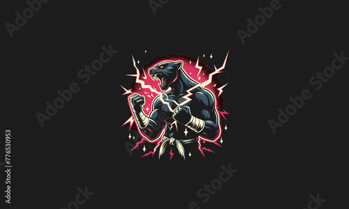 panther roar karate vector illustration artwork design