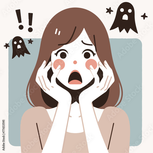 Graphic vector of women being frightened