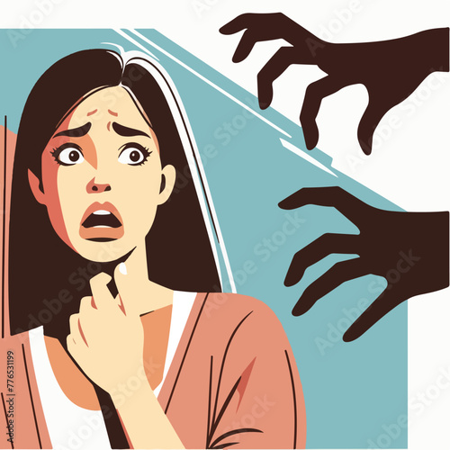 Graphic vector of women being frightened