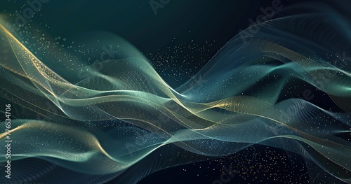 Technology style gradient background, relatively orderly, navy blue grandmother green tone, rarely with light gold highlights, lines, and distinction between light and dark photo