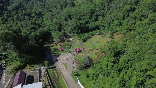 Aerial view on the ultrabasa park and kebun raya kendari. Drone movement sideways 4K image quality. photo