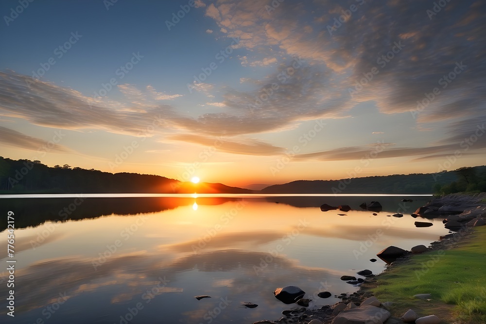 sunset over the river