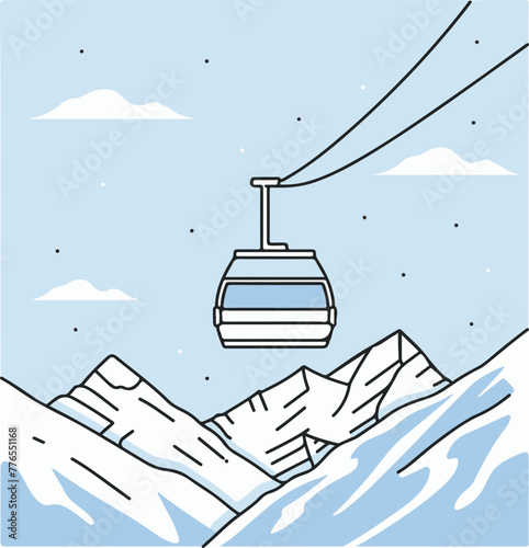 Cable cars ascending a mountain, perfect for tourism promotions and travel blogs focused on mountain destinations.