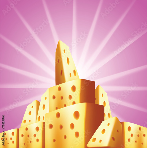 illustration grouped realistic cheeses, parmesan