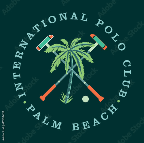 Vector emblem illustration alluding to polo sport. Relaxed art in a vintage style. Design for print on clothing and etc...
