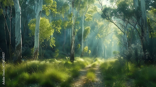 The invigorating scent of eucalyptus wafting from trees along the trail photo