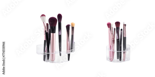 Pink acrylic makeup brush holder Transparent Background Images 