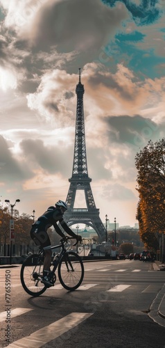 cyclist passing by the eiffel tower © Marco