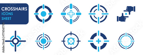 Creative vector illustration of crosshairs icon set isolated on transparent background.