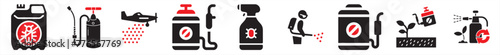 Various pesticide icons set. Farmer and agro related icons set. Vegetable pesticides flat icons