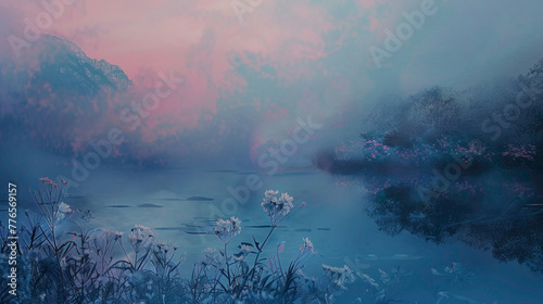 Soft  pastel hues melting into one another  from delicate pinks to serene blues  agnst the stark backdrop of midnight  evoking a sense of tranquility and wonder.