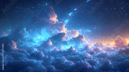 Starry Night and Wispy Clouds