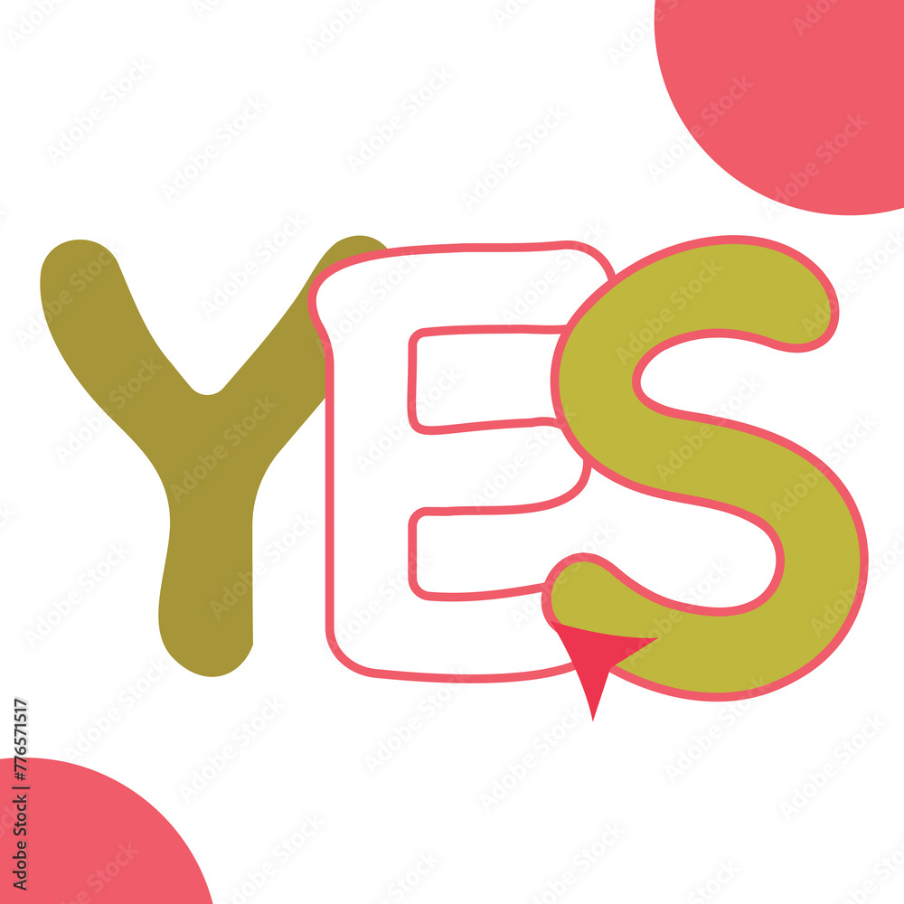 phrase yes, flat bright vector, pink and lettuce. phrase yes, flat bright vector, pink and lettuce.