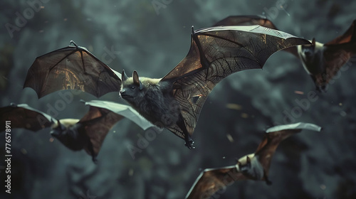 The sound of bats fluttering overhead