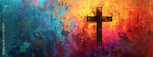 Colorful Abstract Cross Painting