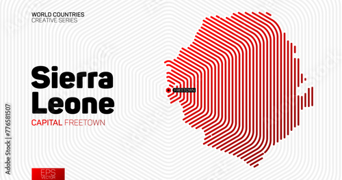Abstract map of Sierra Leone with red hexagon lines