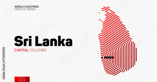 Abstract map of Sri Lanka with red hexagon lines