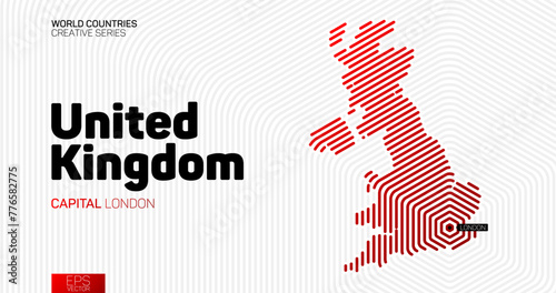 Abstract map of United Kingdom with red hexagon lines