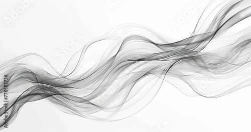 The wind is blowing, lines, black and white background, white background, simple lines