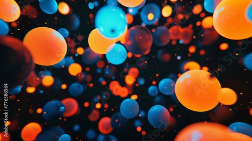 Glowing orange and blue orbs appear to float on a pitch black canvas creating a trippy visual effect.