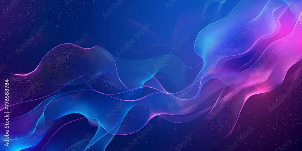 Abstract blue and purple liquid wavy shapes futuristic banner. Glowing retro waves vector background 